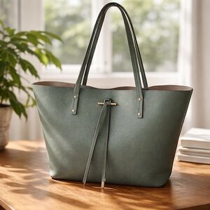 MUTED SAGE GREEN LEATHER REVA  THACKER BAG! LOVELY FOR SPRING